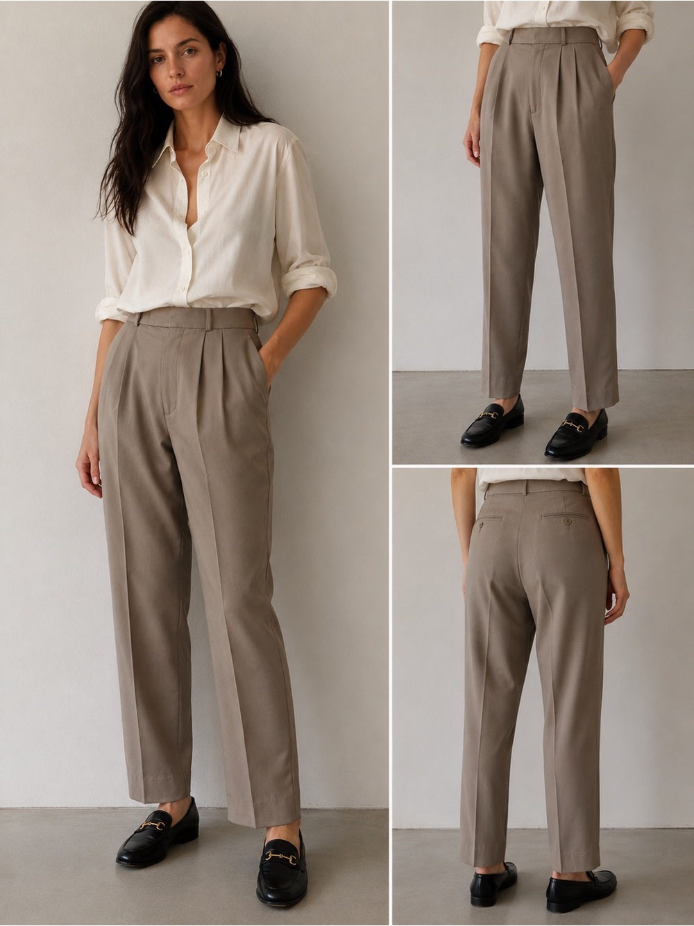 Vintage YSL Yves Saint Laurent Taupe Pleated Wool Blend Trousers Size 30 Luxury
